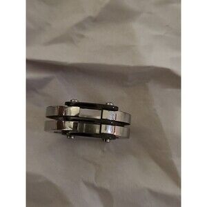 Stainless Steel Black Silver Precision Ring 2 Tiered